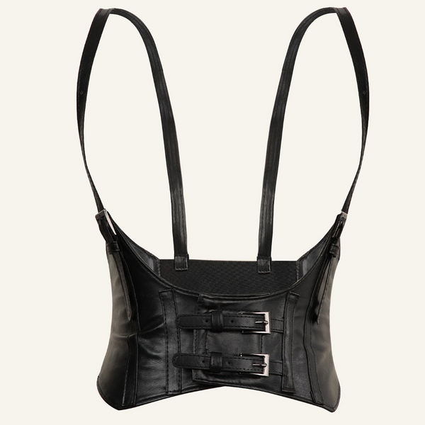 Steampunk Gothic PU Leather Corset, Renaissance Underbust Waist Corset,
