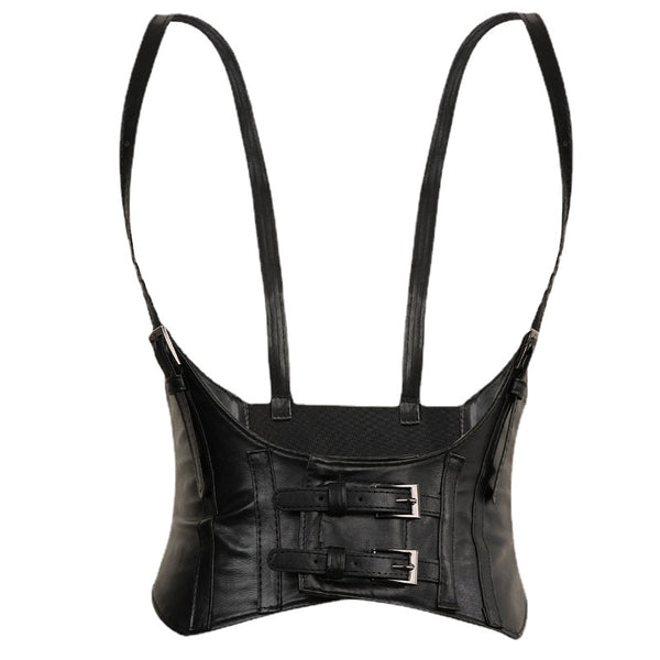 Steampunk Gothic PU Leather Corset, Renaissance Underbust Waist Corset,