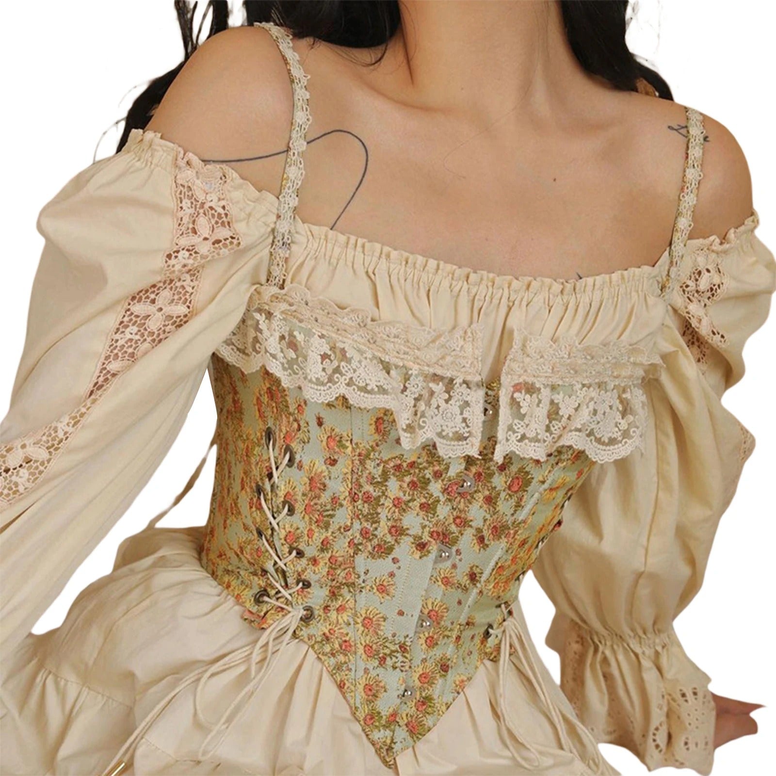 Milkmaid Medieval Floral Corset Crop Top – Corset Lifestyle