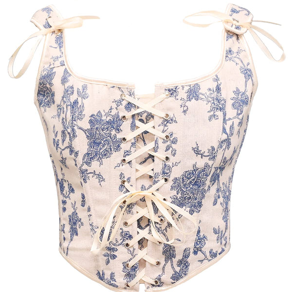 Floral Renaissance Milkmaid Corset, Fairy Bustier Corset Top, Vintage Prom Dress Corset
