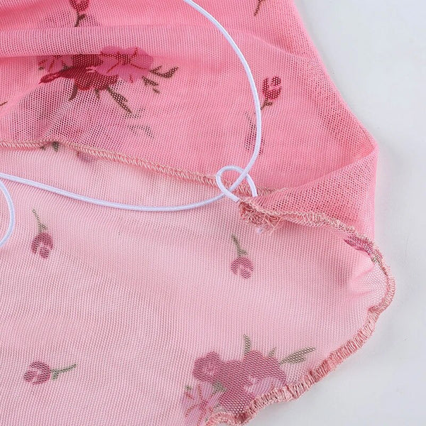 Fairy Floral Crop Top, Casual Y2k Womens Top, Elegant Backless Halter Top,