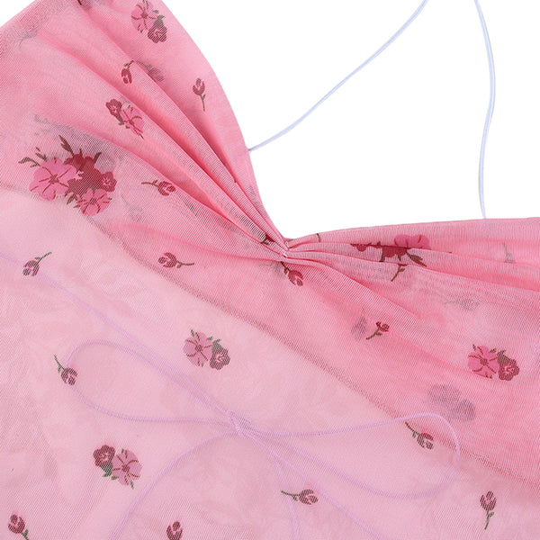 Fairy Floral Crop Top, Casual Y2k Womens Top, Elegant Backless Halter Top,