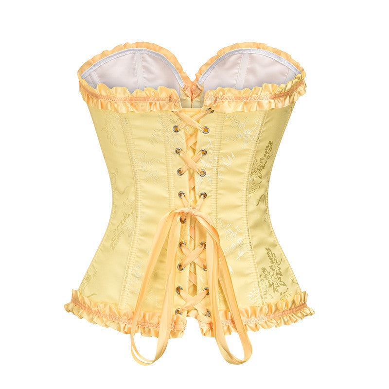 Milkmaid Overbust Lace up Corset, Fairy Floral Ruffles Corset ,