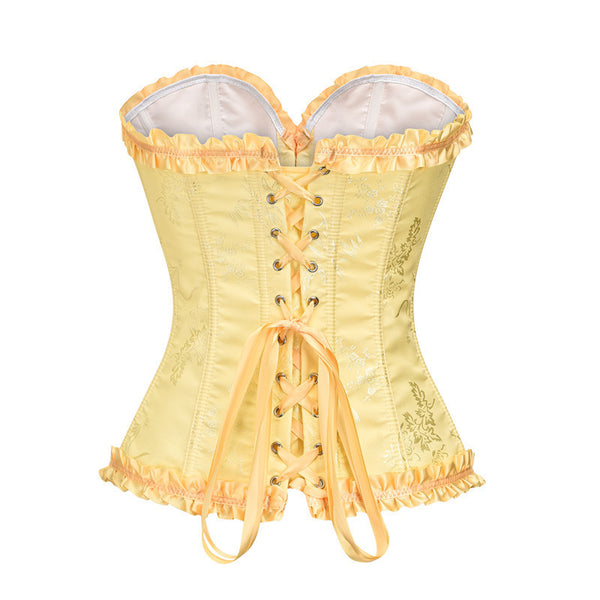 Milkmaid Overbust Lace up Corset, Fairy Floral Ruffles Corset ,