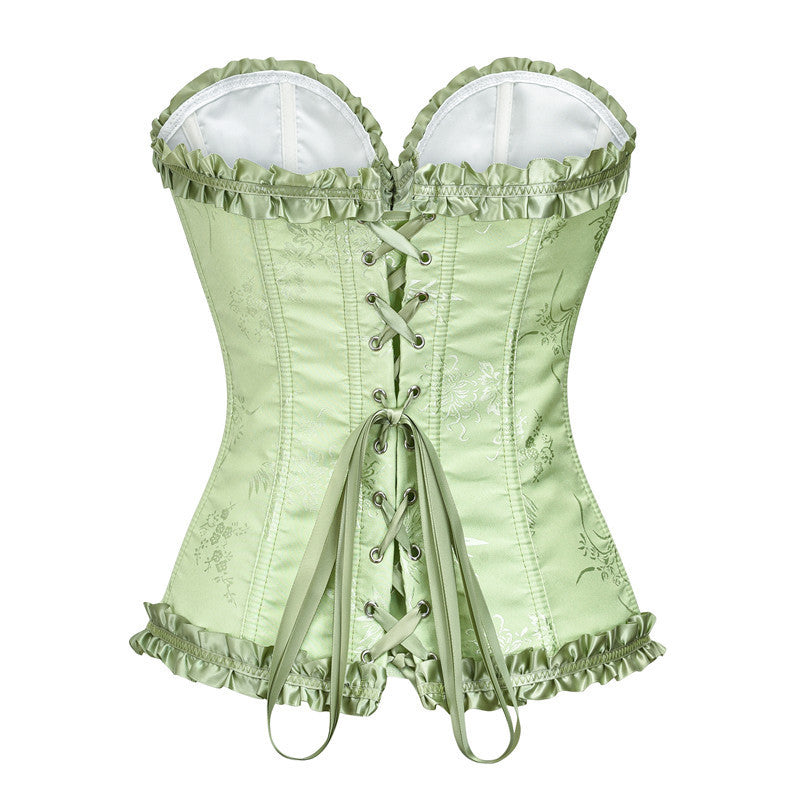 Milkmaid Overbust Lace up Corset, Fairy Floral Ruffles Corset ,