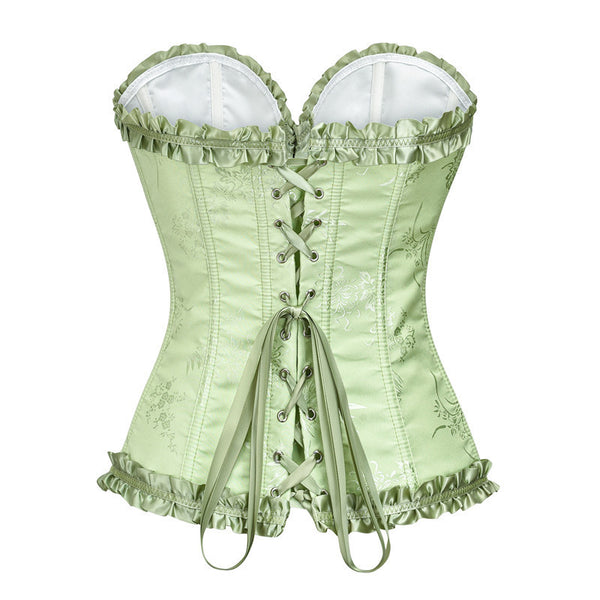 Milkmaid Overbust Lace up Corset, Fairy Floral Ruffles Corset ,