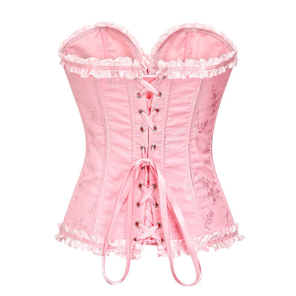 Milkmaid Overbust Lace up Corset, Fairy Floral Ruffles Corset ,