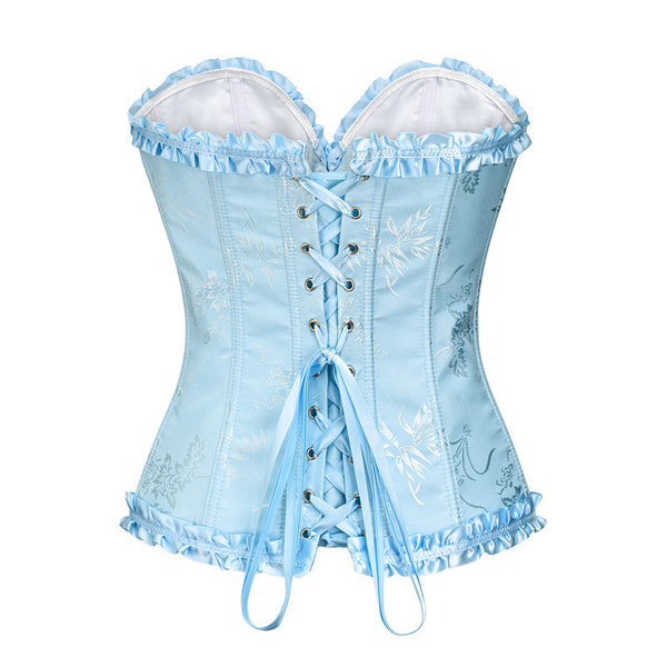 Milkmaid Overbust Lace up Corset, Fairy Floral Ruffles Corset ,