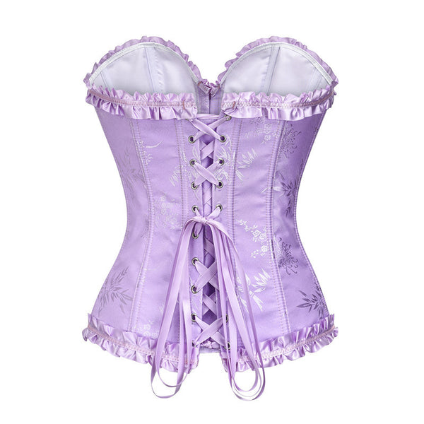 Milkmaid Overbust Lace up Corset, Fairy Floral Ruffles Corset ,