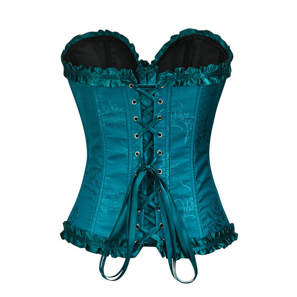 Milkmaid Overbust Lace up Corset, Fairy Floral Ruffles Corset ,