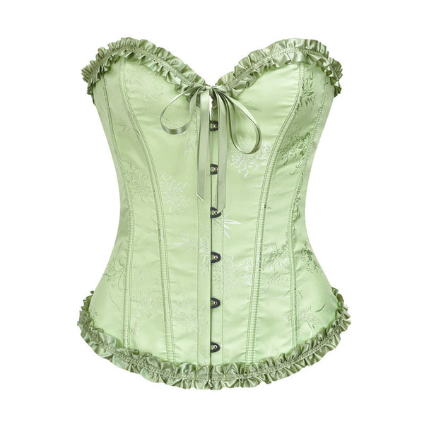 Milkmaid Overbust Lace up Corset, Fairy Floral Ruffles Corset ,