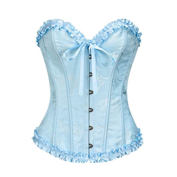 Milkmaid Overbust Lace up Corset, Fairy Floral Ruffles Corset ,
