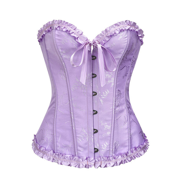 Milkmaid Overbust Lace up Corset, Fairy Floral Ruffles Corset ,