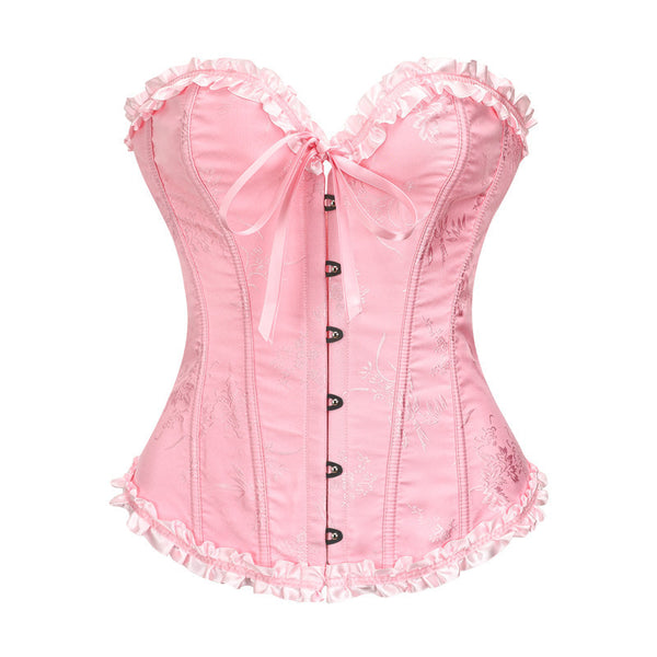 Milkmaid Overbust Lace up Corset, Fairy Floral Ruffles Corset ,