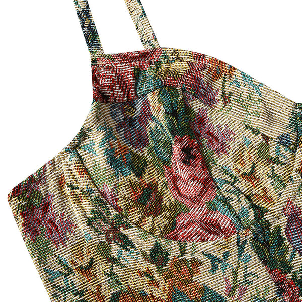Floral Bustier Crop Top, Milkmaid Overbust Corset