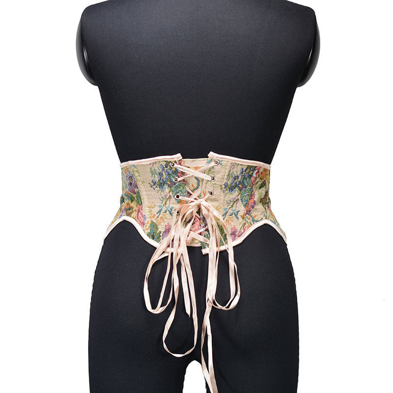 Renaissance Underbust Lace-Up Corset – Fairy Floral Milkmaid Corset Belt, Elegant Unique Corset Belt