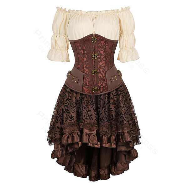 Fantasy Medieval Corset Dress, Steampunk Witch Corset Dress