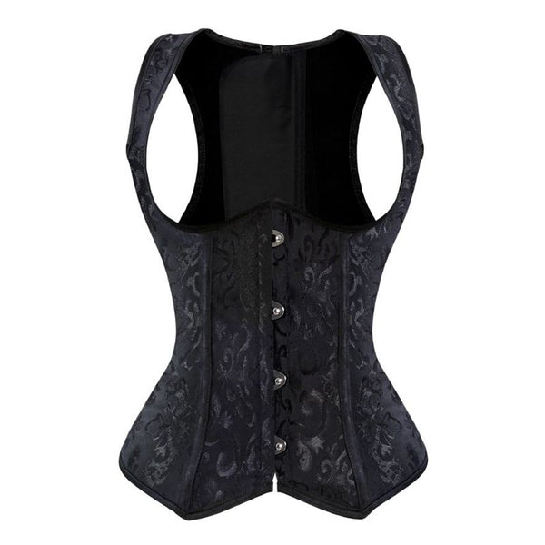 Floral Embroidery Corset Top, Renaissance Underbust Vintage Corset