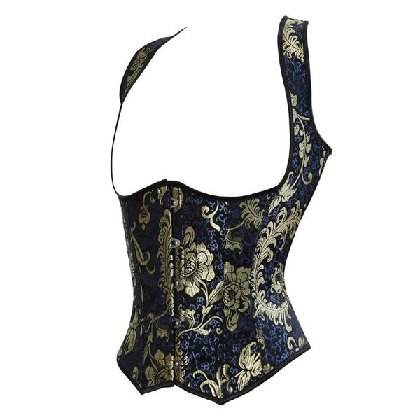 Floral Embroidery Corset Top, Renaissance Underbust Vintage Corset