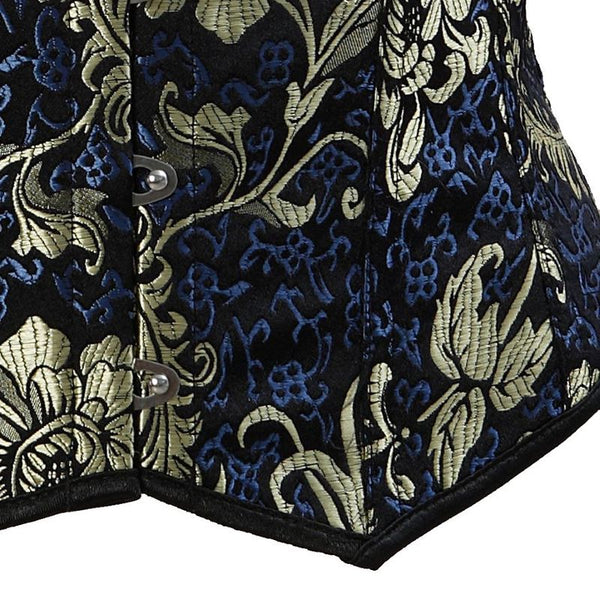 Floral Embroidery Corset Top, Renaissance Underbust Vintage Corset