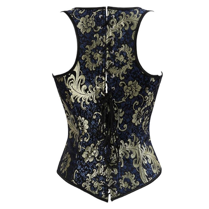 Floral Embroidery Corset Top, Renaissance Underbust Vintage Corset