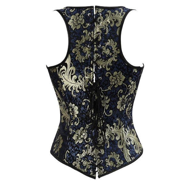 Floral Embroidery Corset Top, Renaissance Underbust Vintage Corset