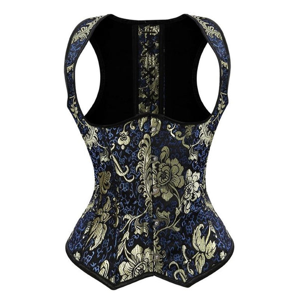 Floral Embroidery Corset Top, Renaissance Underbust Vintage Corset