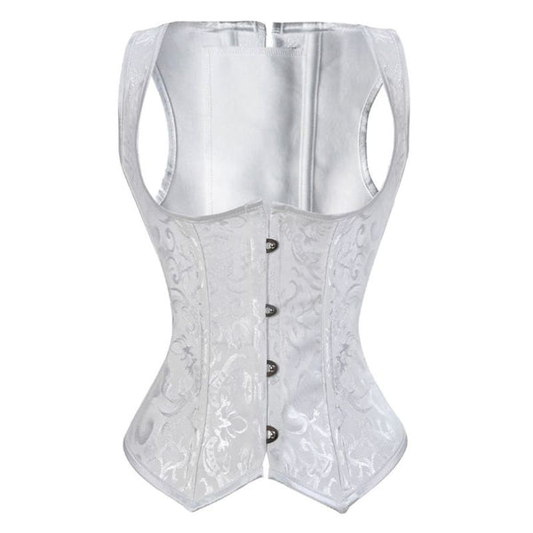 Floral Embroidery Corset Top, Renaissance Underbust Vintage Corset
