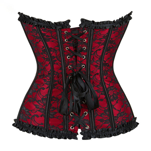 Floral Renaissance Overbust Corset Ren Faire Gothic, Lace up Corset