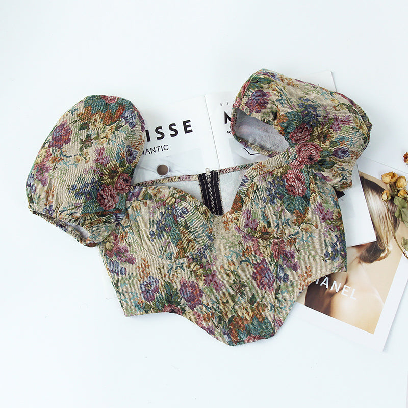 Floral Milkmaid Overbust Corset, Ren Faire Bustier Y2k Top