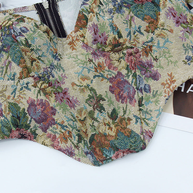Floral Milkmaid Overbust Corset, Ren Faire Bustier Y2k Top