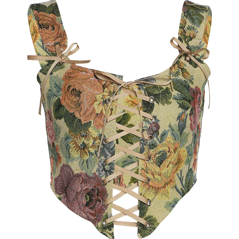 Floral Renaissance Fairy Corset, Medieval Overbust Corset Top,