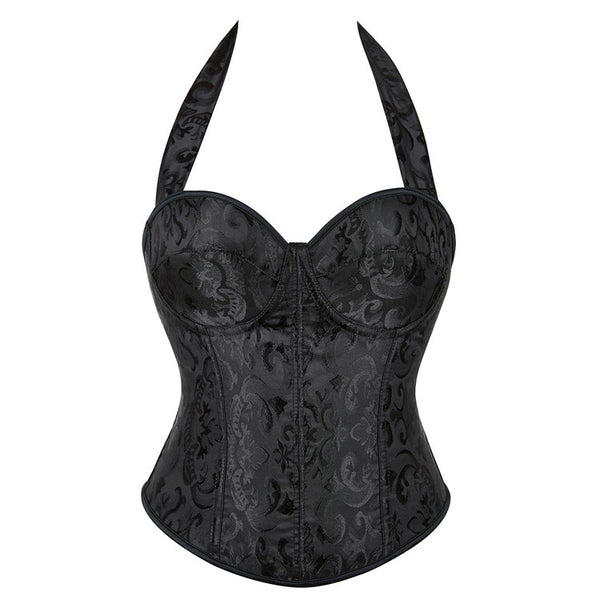 Overbust Lace up Black Corset, Victorian Vintage Goth Corset, Unique Retro Strappy Corset