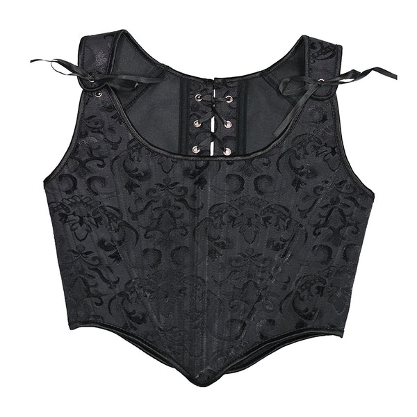Floral Renaissance Overbust Corset Top, Medieval Lace up Vintage Corset