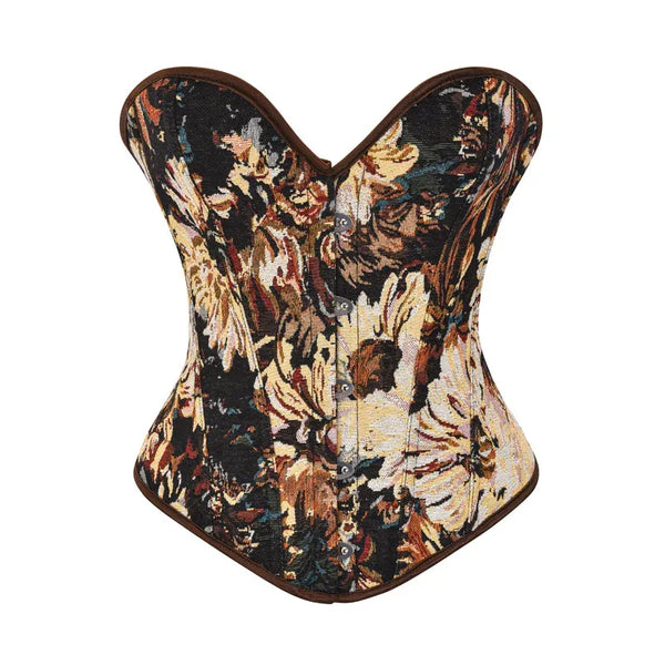 Floral Renaissance Overbust Corset, Ren Faire Unique Tapestry Corset,