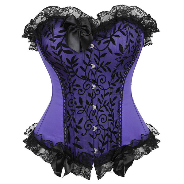 Floral Renaissance Overbust Corset, Victorian Vintage Goth Corset,