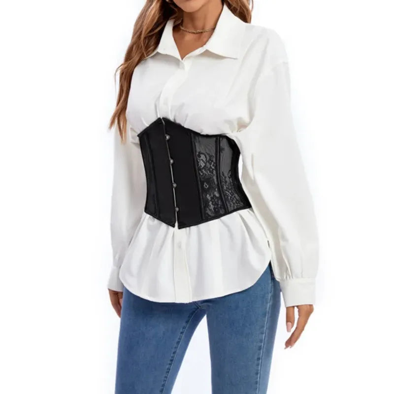 Floral Renaissance Underbust Corset, Steampunk Goth Pirate Corset,