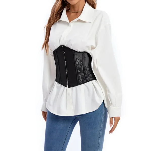 Floral Renaissance Underbust Corset, Steampunk Goth Pirate Corset,