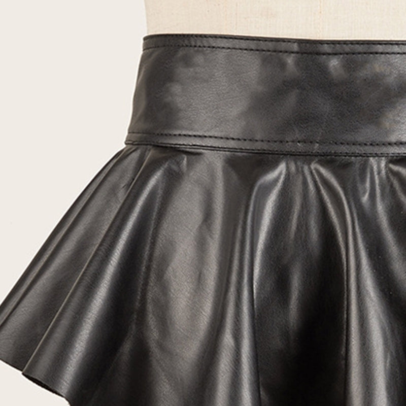 Renaissance Underbust Gothic Leather Corset Belt – Medieval Black Belt, Mini High-Waisted Corset Skirt