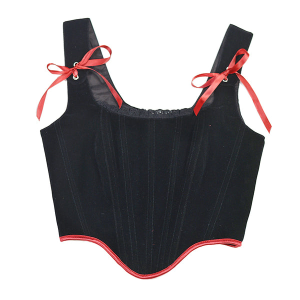 Medieval Overbust Corset Top, Renaissance Vinatge Black Corset Top,