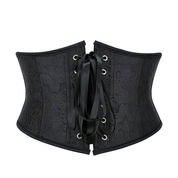Medieval Renaissance Black Corset, Floral Underbust Waist Corset Belt,