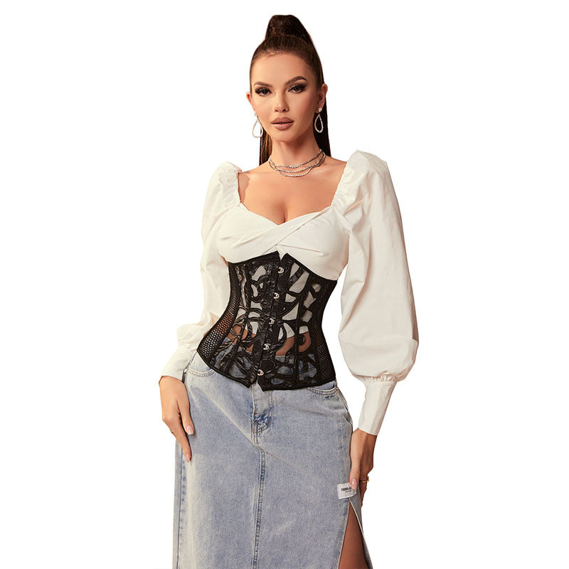 Medieval Renaissance Black Corset, Victorian Underbust Pirate Corset,