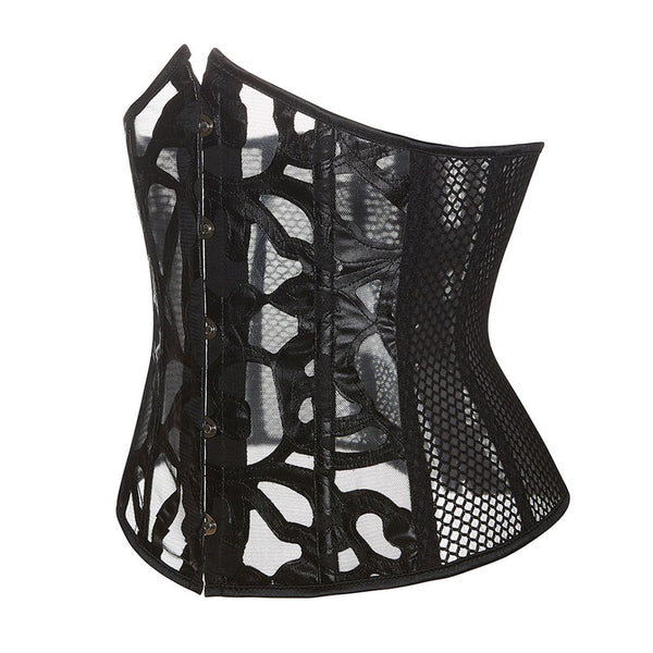 Medieval Renaissance Black Corset, Victorian Underbust Pirate Corset,
