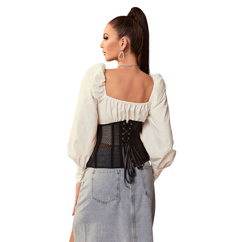 Medieval Renaissance Black Corset, Victorian Underbust Pirate Corset,