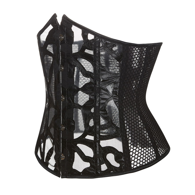 Medieval Renaissance Black Corset, Victorian Underbust Pirate Corset,