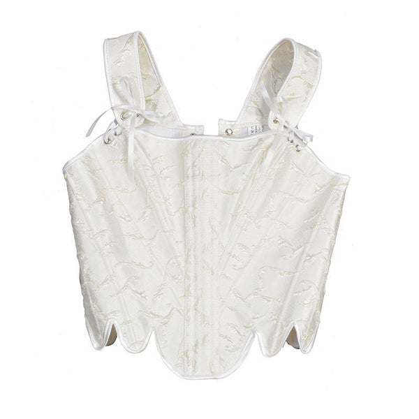 Medieval Renaissance Overbust Corset Floral Lace up Vintage Corset Top,