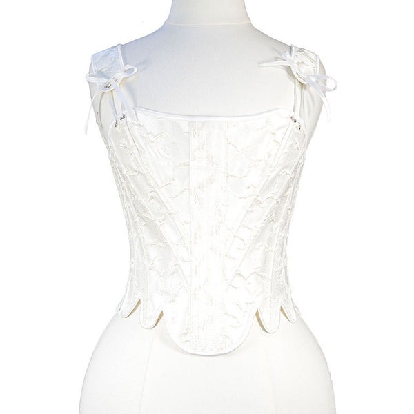Medieval Renaissance Overbust Corset Floral Lace up Vintage Corset Top,
