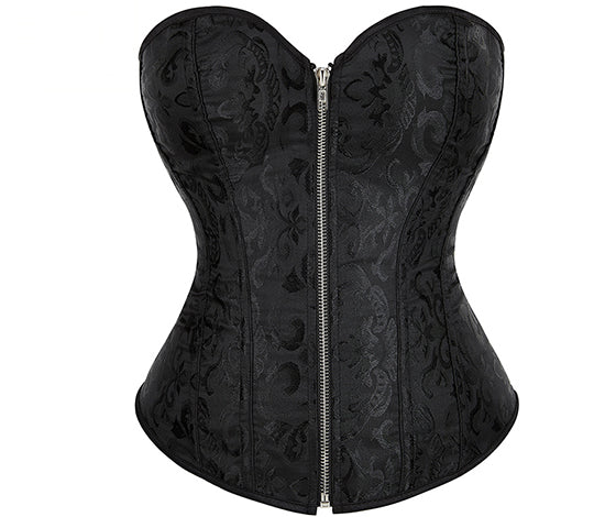 Renaissance Overbust Black Corset, Victorian Vintage Gothic Corset,