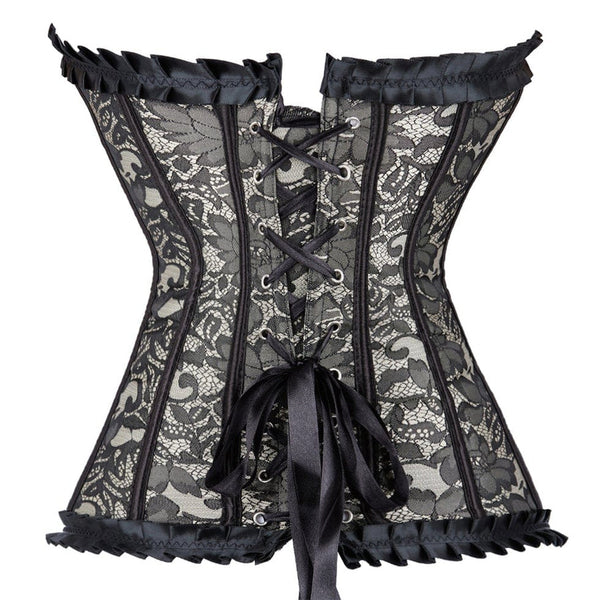 Renaissance Floral Lace up Corset, Medieval Vintage Victorian Corset