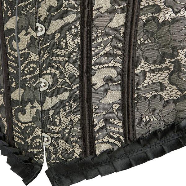 Renaissance Floral Lace up Corset, Medieval Vintage Victorian Corset